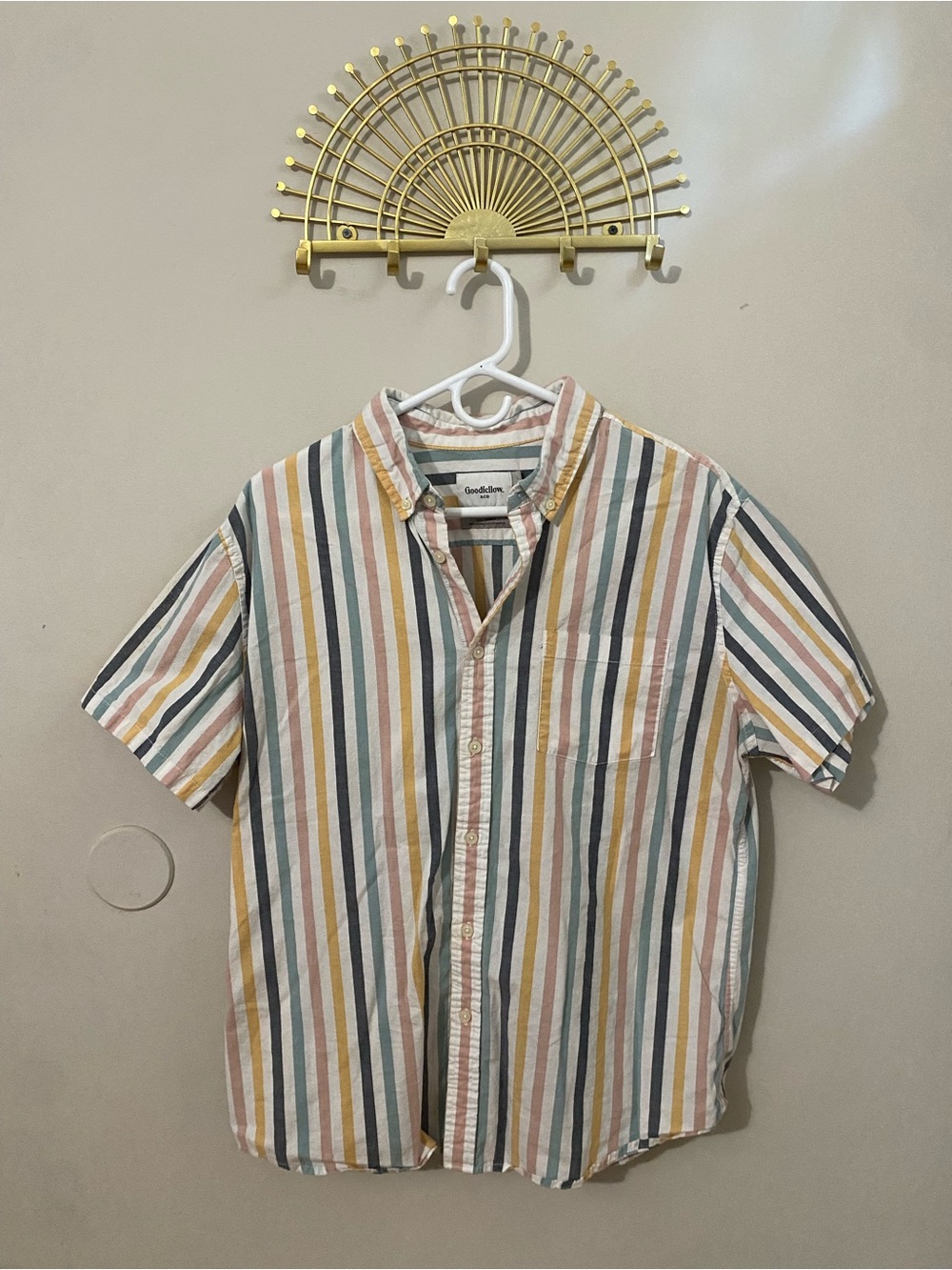 Goodfellow & Co Men's Multicolor Striped Short Sleeve Button-Up Shirt